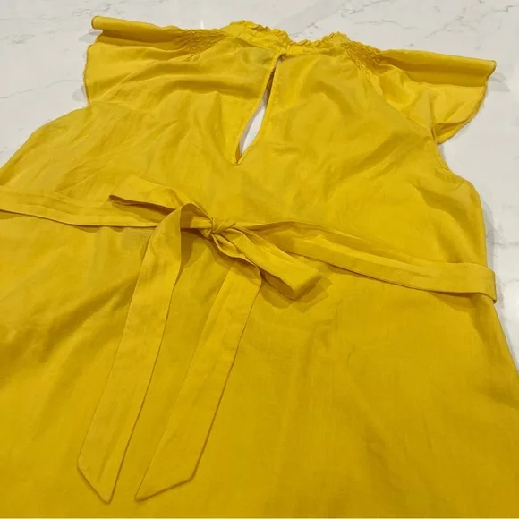 B & Lu Yellow Flutter Cap Sleeve Cotton Shirt with Smocked Detail and Ties 3XL - Picture 5 of 13
